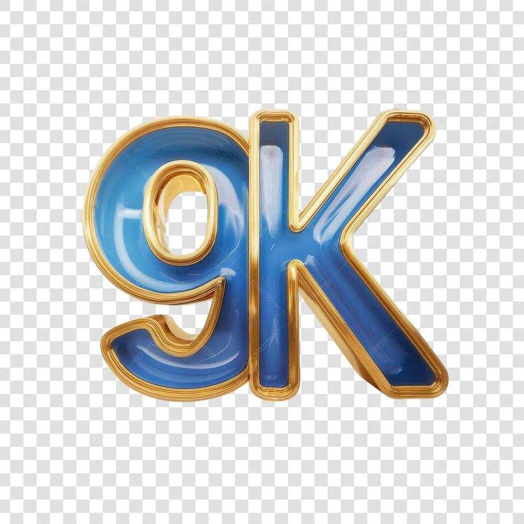 Logo 9K Azul e Dourado PNG com fundo transparente