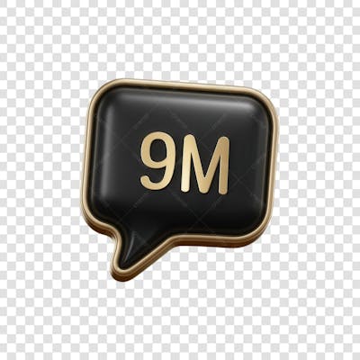 3D render 9M Seguidores Instagram 9 Milhõs Número Elemento para Composição  png (5)
