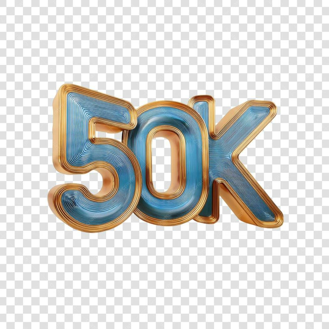 Logo 50 mil seguidores PNG com fundo transparente