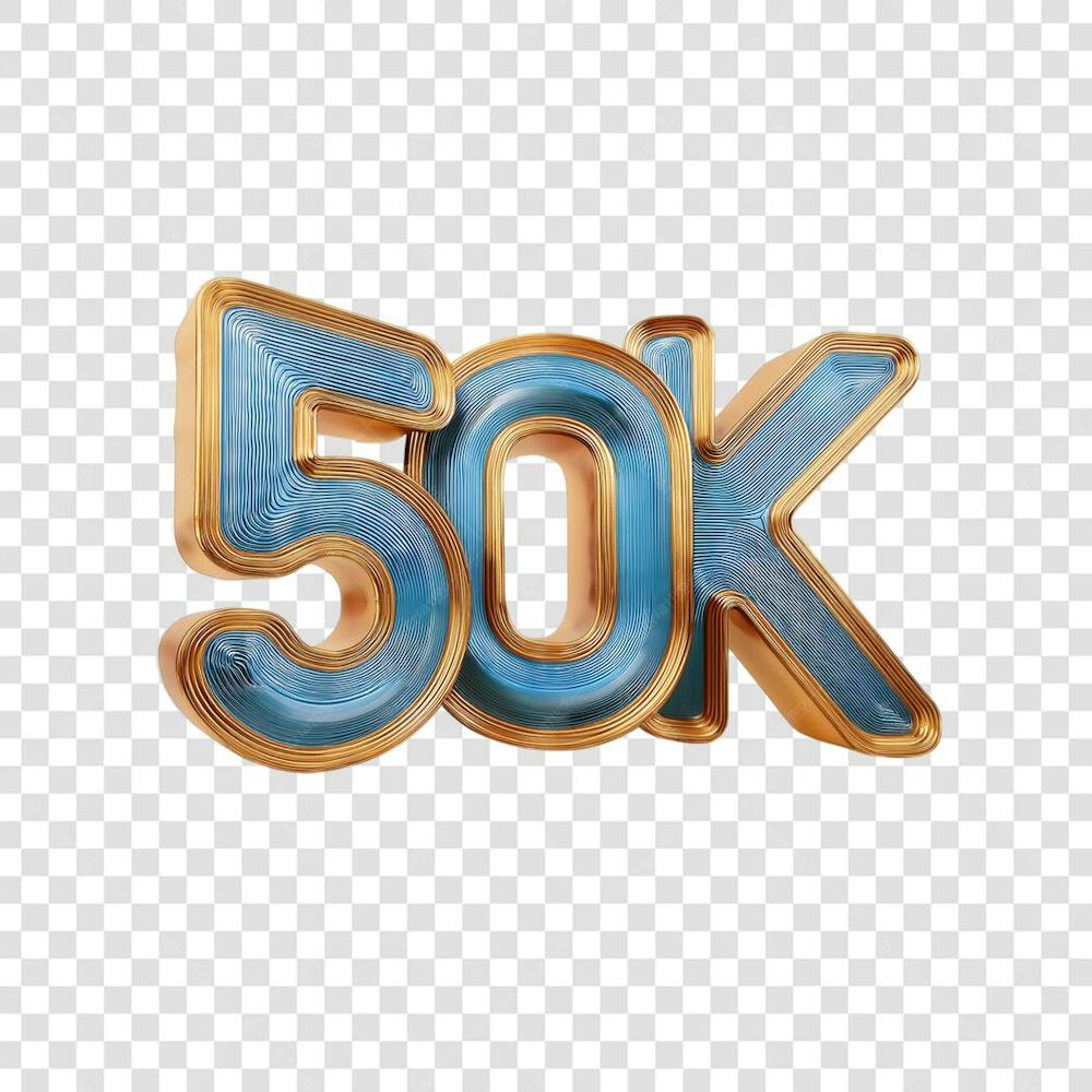3D render 50K Seguidores Instagram Número Elemento para Composição  png (2)
