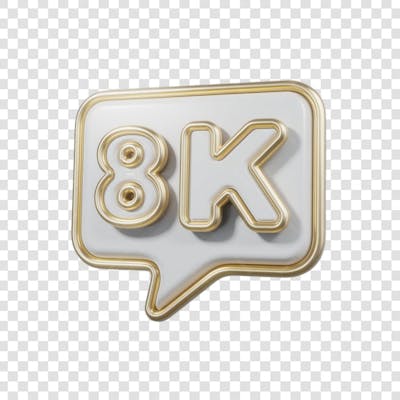 3D render 8k Seguidores Instagram 8 Mil Número Elemento para Composição  png (1)