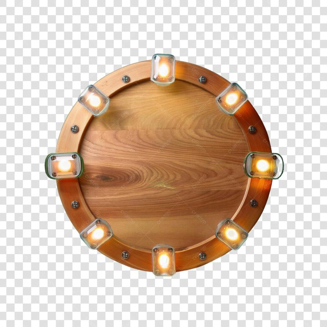 Banner circular de madeira PNG com fundo transparente