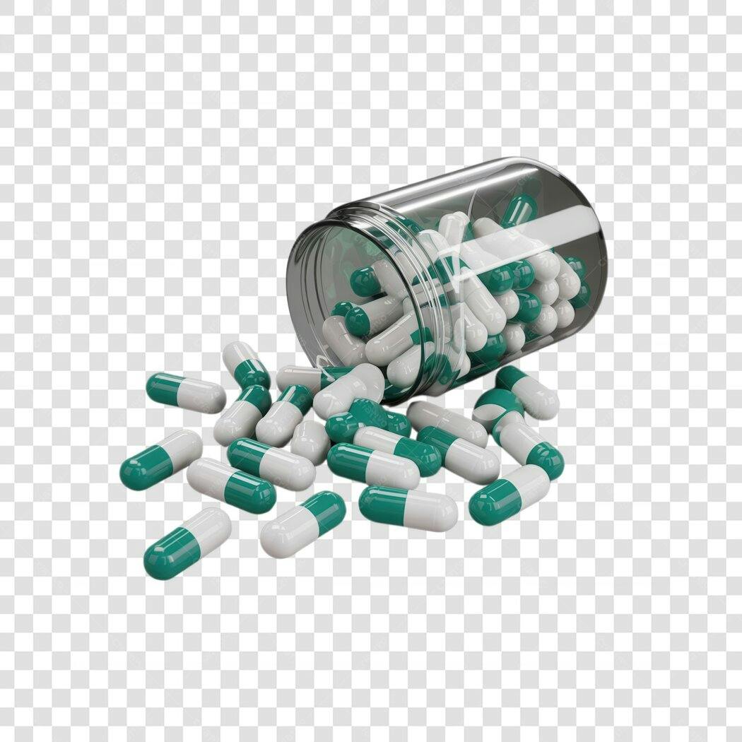 Mockup Cápsulas Medicinais PNG com fundo transparente