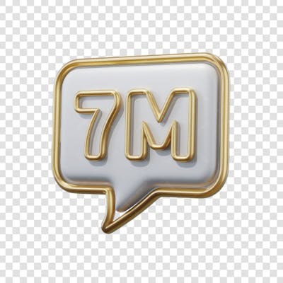 3D render 7M Seguidores Instagram 7 Milhõs Número Elemento para Composição  png (8)