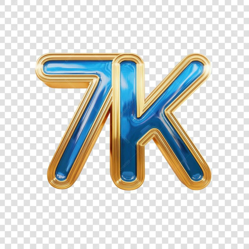 Logo 7K Seguidores Azul e Dourado PNG com fundo transparente