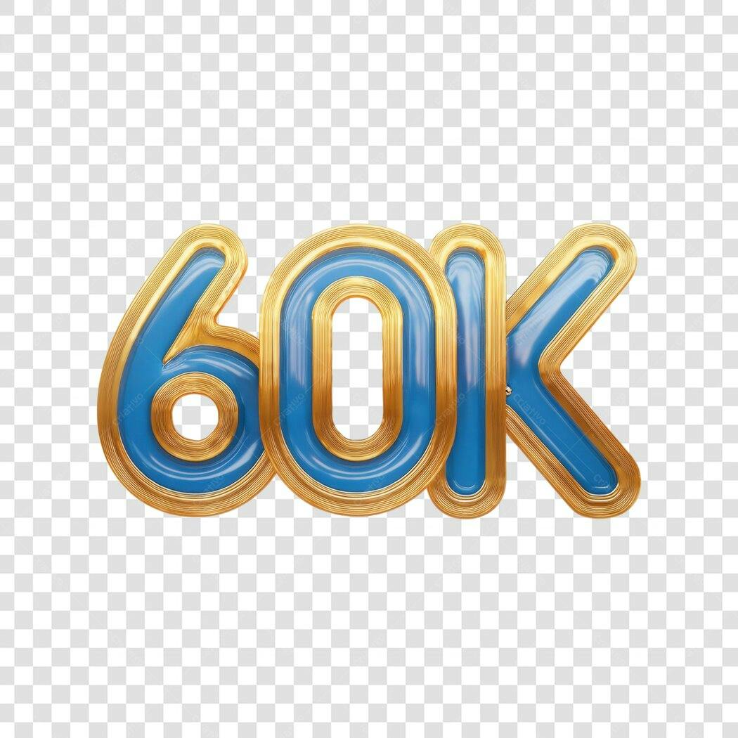 Logo 60 mil seguidores PNG com fundo transparente