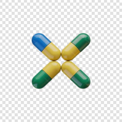 Selo 3D render Remédio Farmácia Cápsula Formulas Medicamnetos elemento o ícone logo PSD png (121)