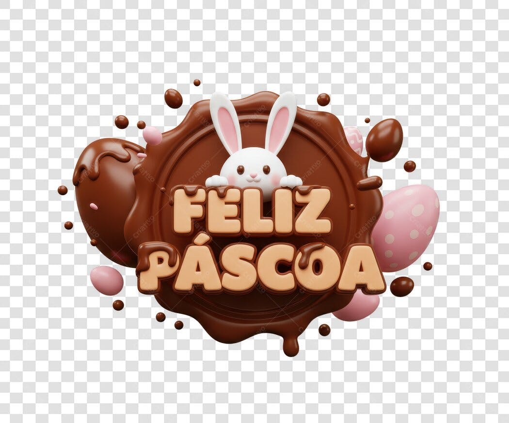 Banner Páscoa Coelho Chocolate PNG com fundo transparente