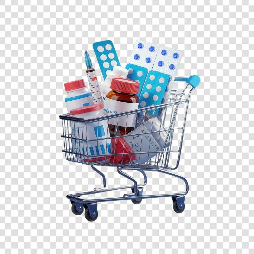 Mockup Carrinho de Compras Medicamentos PNG com fundo transparente