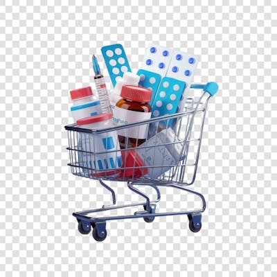 3D render Remédio Farmácia Cápsula Formulas Medicamnetos carrinho de compras ícone png (5)