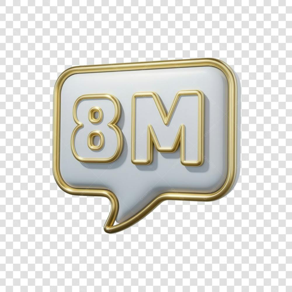 3D render 8M Seguidores Instagram 8 Milhõs Número Elemento para Composição  png (3)