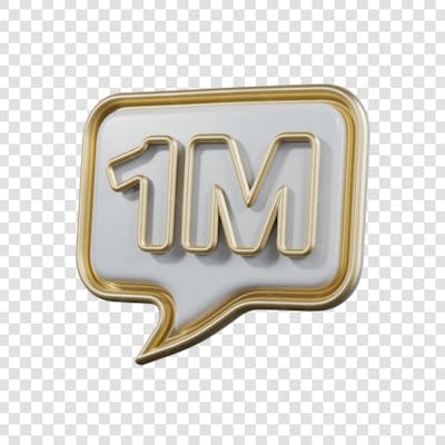 3D render 1M Seguidores Instagram 1 Milhão Número Elemento para Composição  png (1)