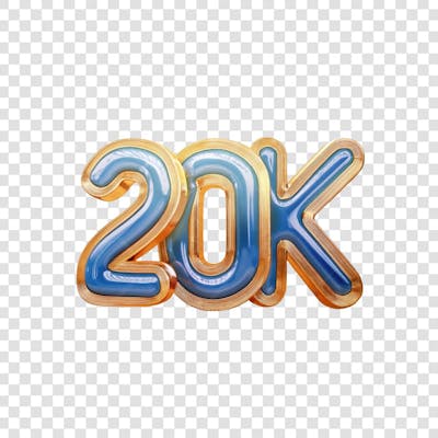 3D render 20K Seguidores Instagram Número Elemento para Composição  png (3)