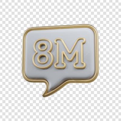 3D render 8M Seguidores Instagram 8 Milhõs Número Elemento para Composição  png (1)