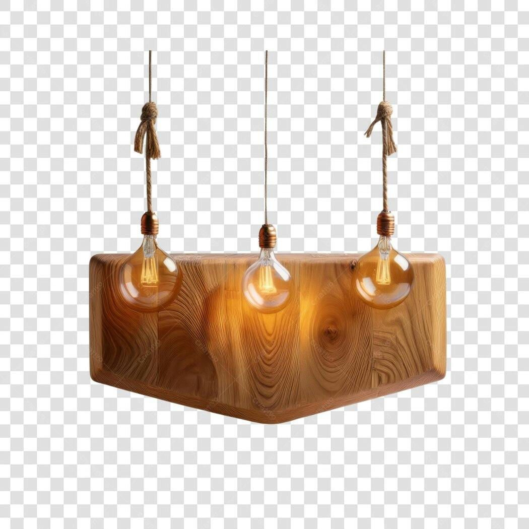 Banner de madeira com lâmpadas PNG com fundo transparente