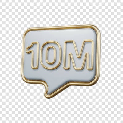 3D render 10M Seguidores Instagram 10 Milhõs Número Elemento para Composição  png (8)