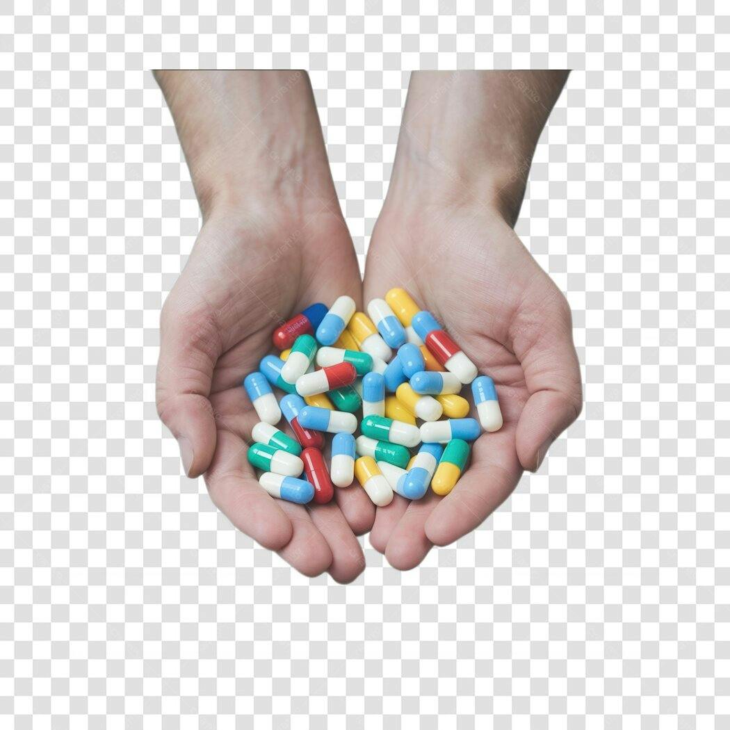 Imagem PNG Mãos com Comprimidos PNG com fundo transparente