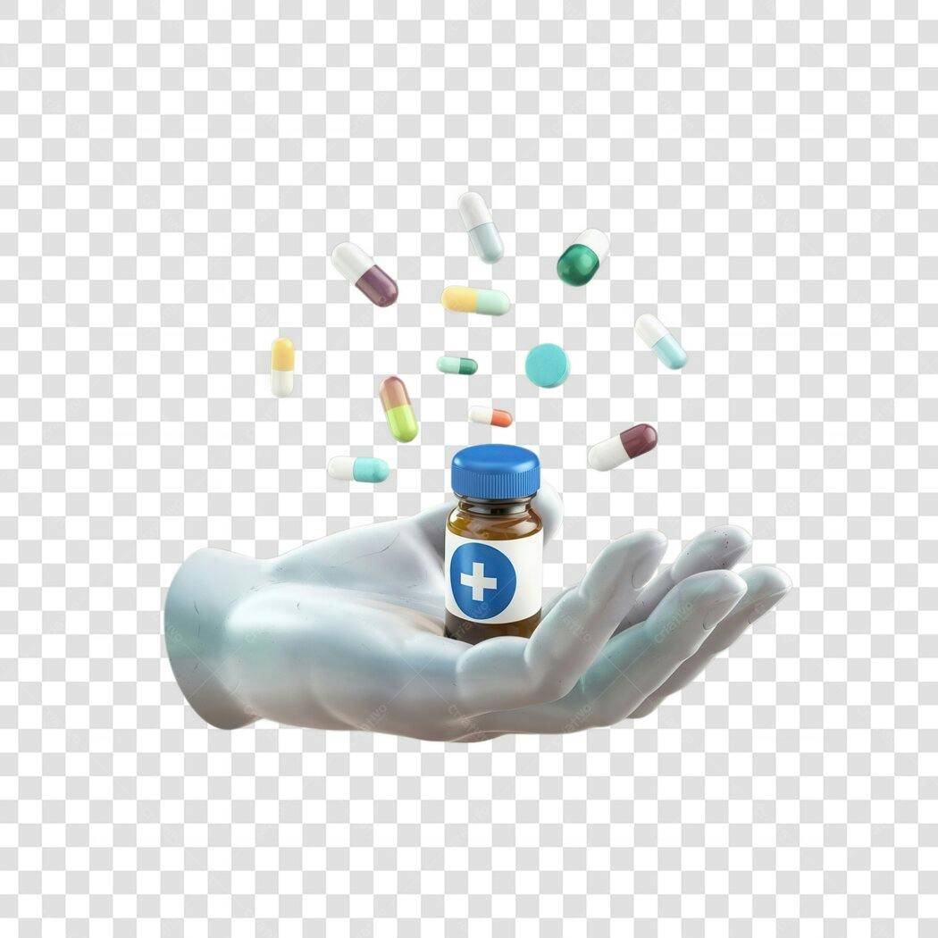 Imagem PNG Medicina Frasco Comprimidos mão fundo transparente