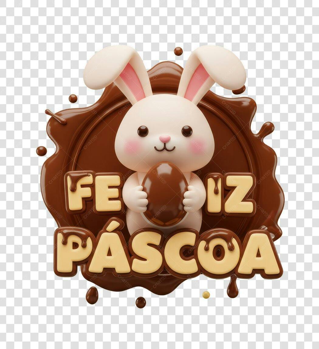 Post Instagram Páscoa Coelho Chocolate PNG com fundo transparente
