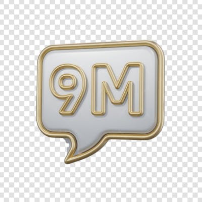 3D render 9M Seguidores Instagram 9 Milhõs Número Elemento para Composição  png (1)