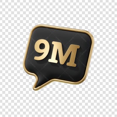 3D render 9M Seguidores Instagram 9 Milhõs Número Elemento para Composição  png (3)