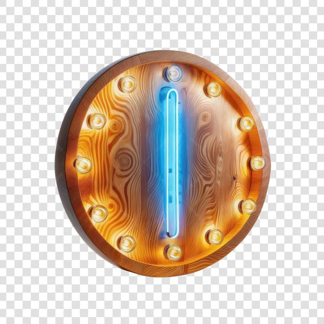 Logo PNG com fundo transparente Letra I Neon Madeira