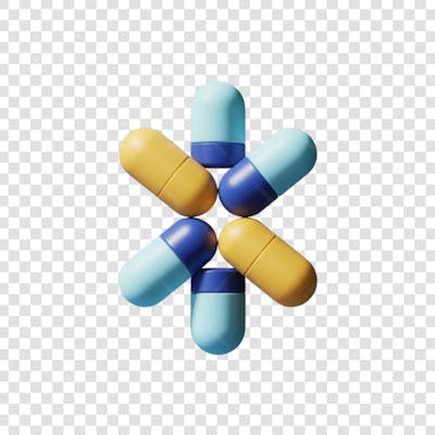 Selo 3D render Remédio Farmácia Cápsula Formulas Medicamnetos elemento o ícone logo PSD png (4)
