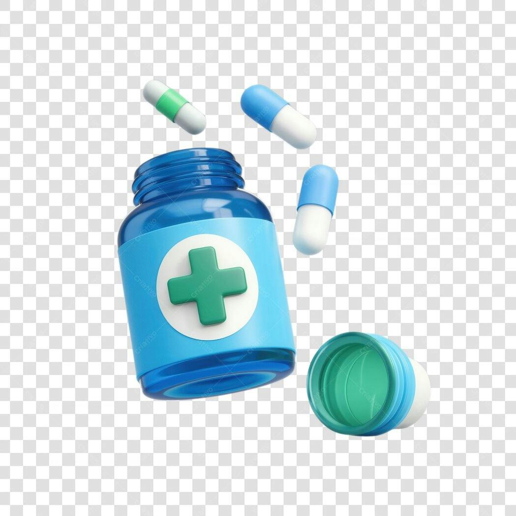 Ilustração PNG com fundo transparente frasco de remédio