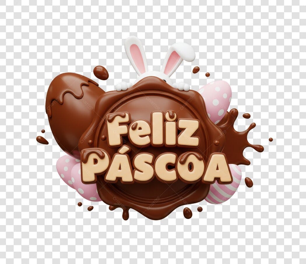 Banner Páscoa Coelho Chocolate PNG com fundo transparente