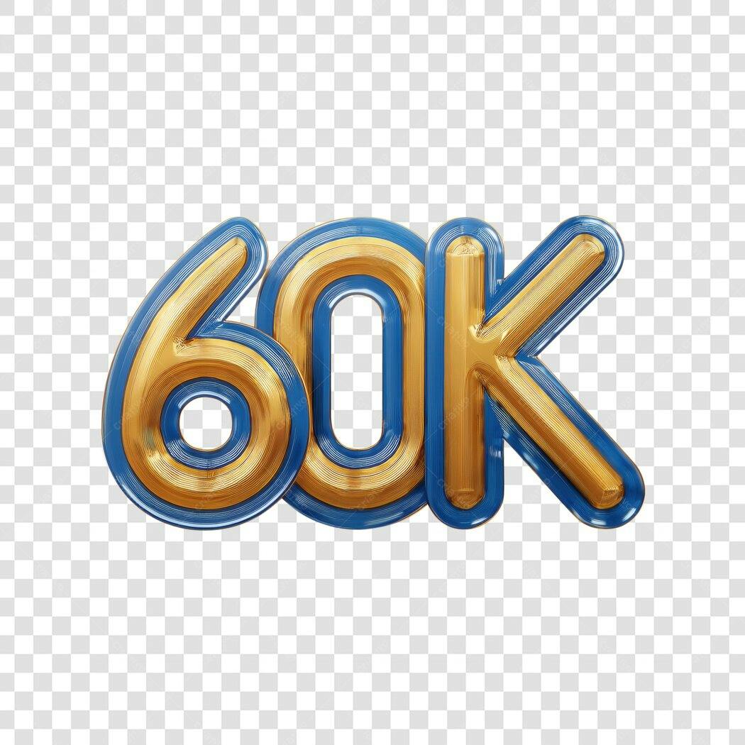 Banner 60 mil seguidores PNG com fundo transparente