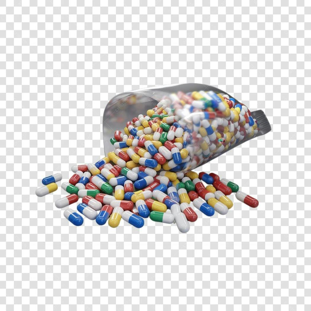 PNG Ilustração Cápsulas Medicinais coloridas com fundo transparente