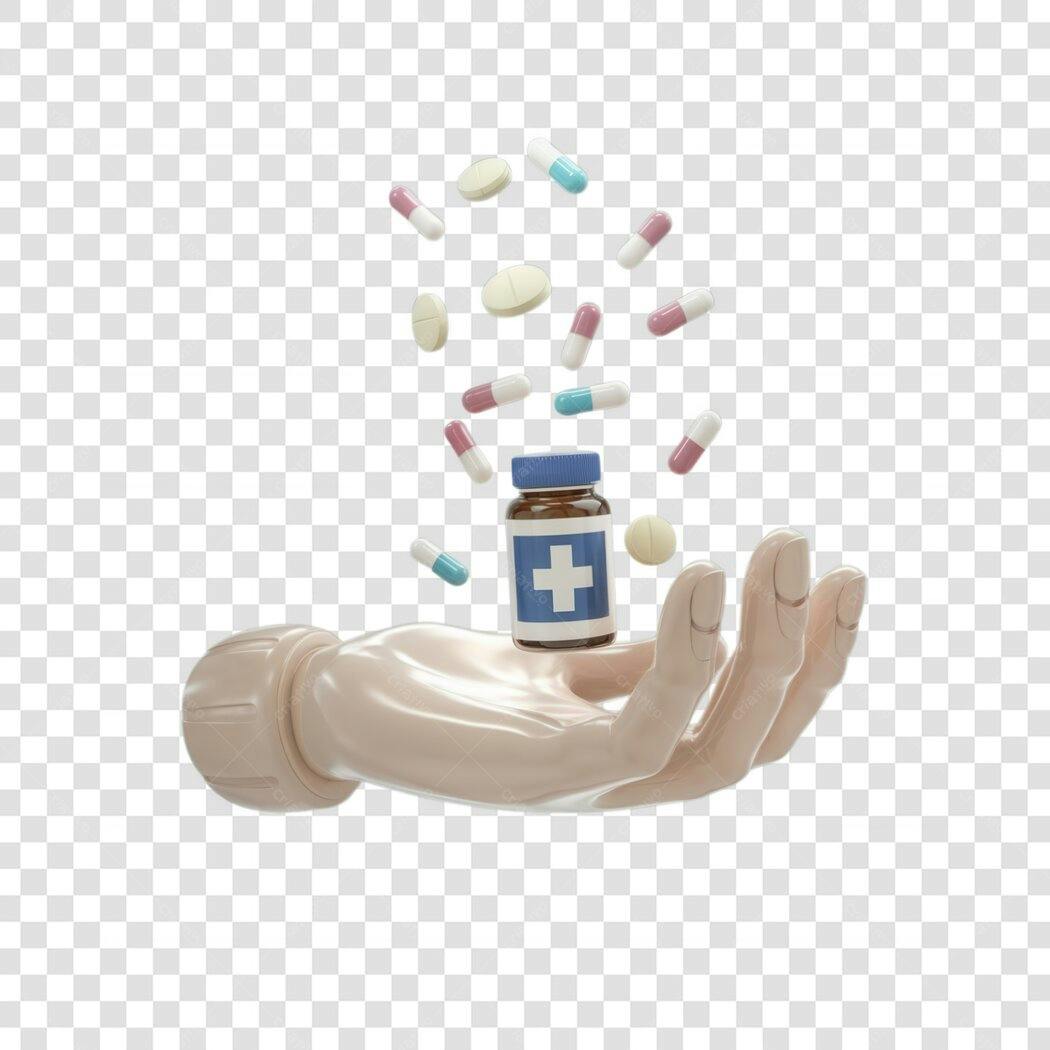 Mockup Mão com Medicamentos PNG com fundo transparente