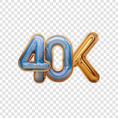 3D render 40K Seguidores Instagram Número Elemento para Composição  png (1)