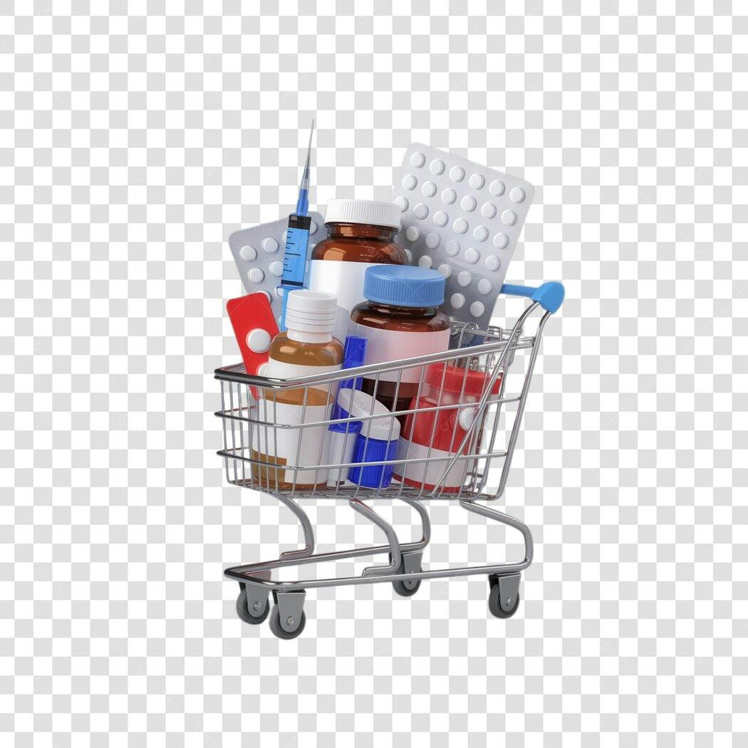 Mockup Carrinho de Compras Medicamentos PNG com fundo transparente