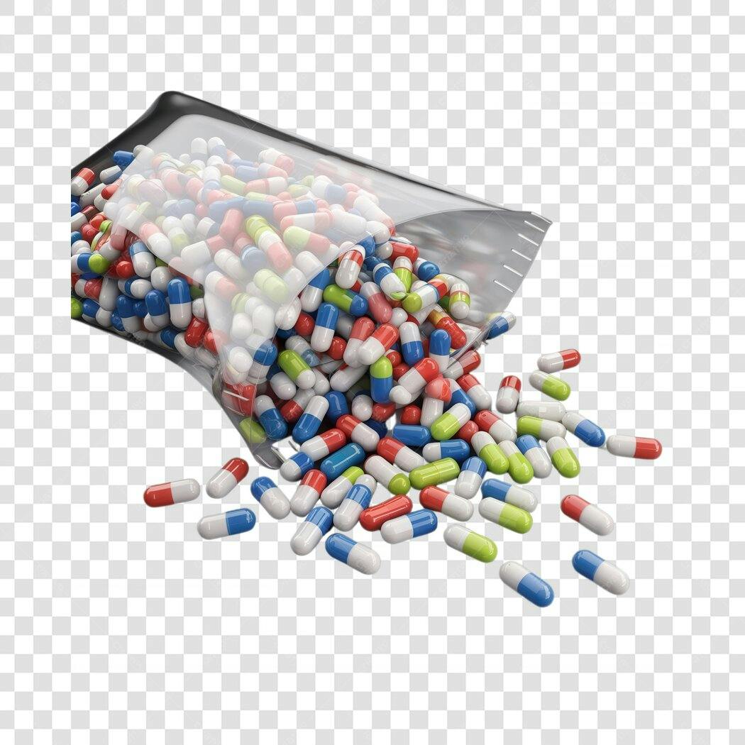 Mockup saco de capsulas PNG com fundo transparente