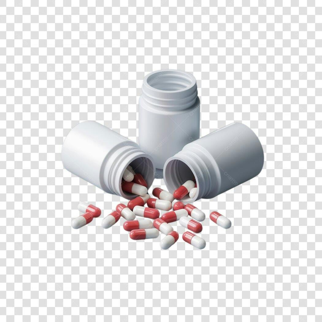 Mockup Frascos de Remédios Cápsulas PNG com fundo transparente