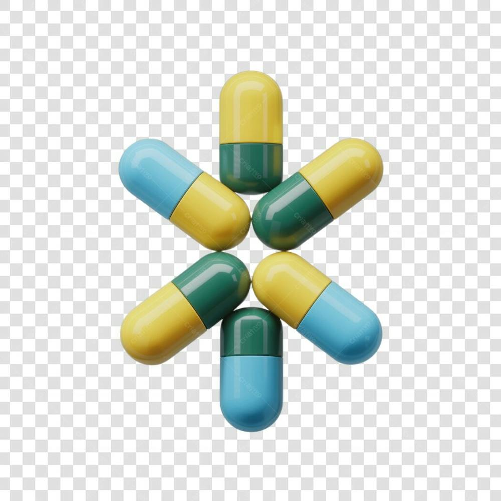 Selo 3D render Remédio Farmácia Cápsula Formulas Medicamnetos elemento o ícone logo PSD png (117)