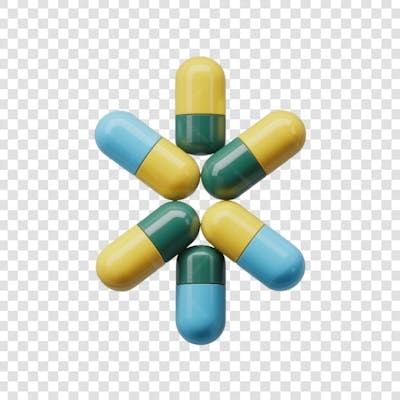 Selo 3D render Remédio Farmácia Cápsula Formulas Medicamnetos elemento o ícone logo PSD png (117)