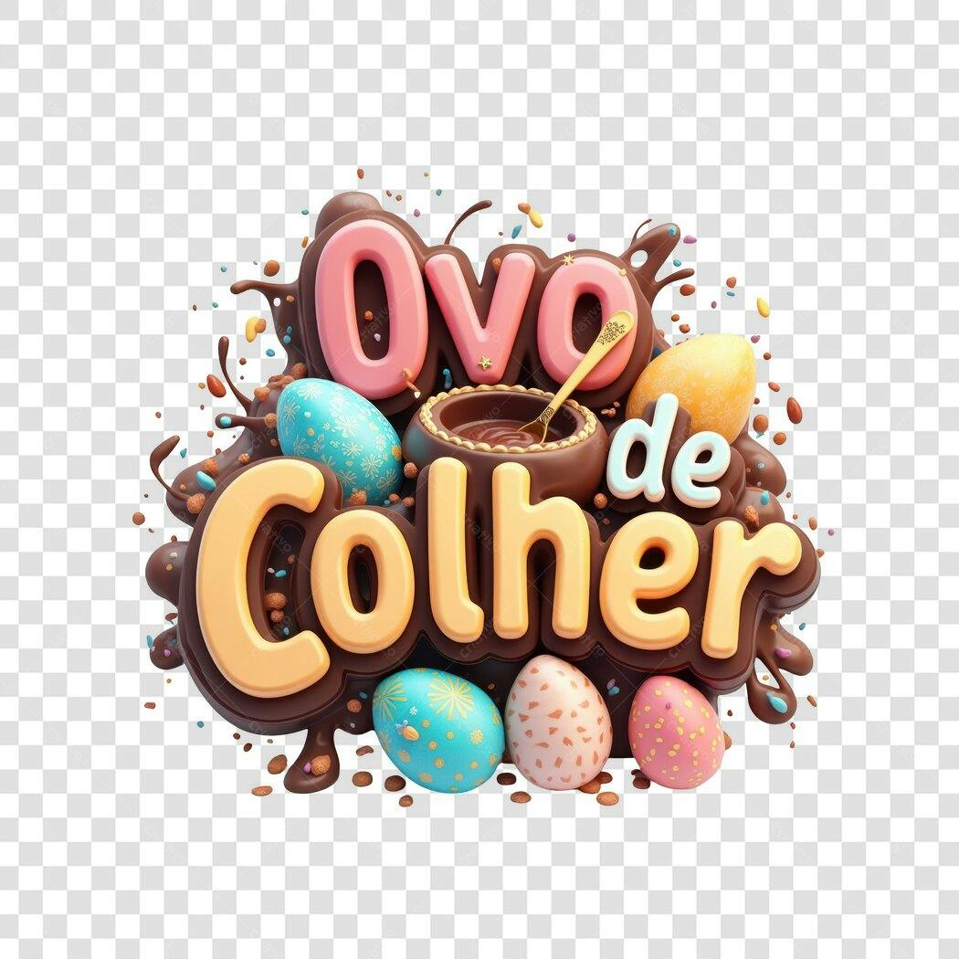 Banner Páscoa Ovo de Colher PNG com fundo transparente