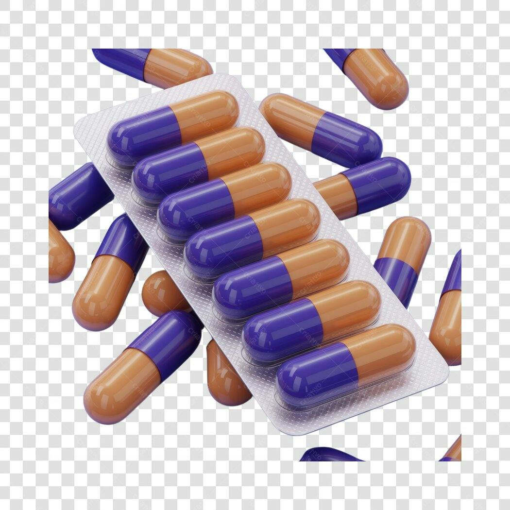 Mockup Cápsulas Medicinais PNG com fundo transparente