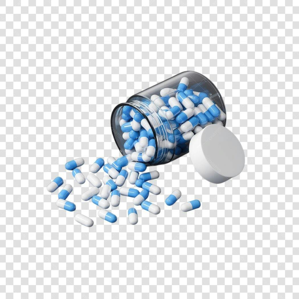 Mockup de cápsulas médicas PNG com fundo transparente