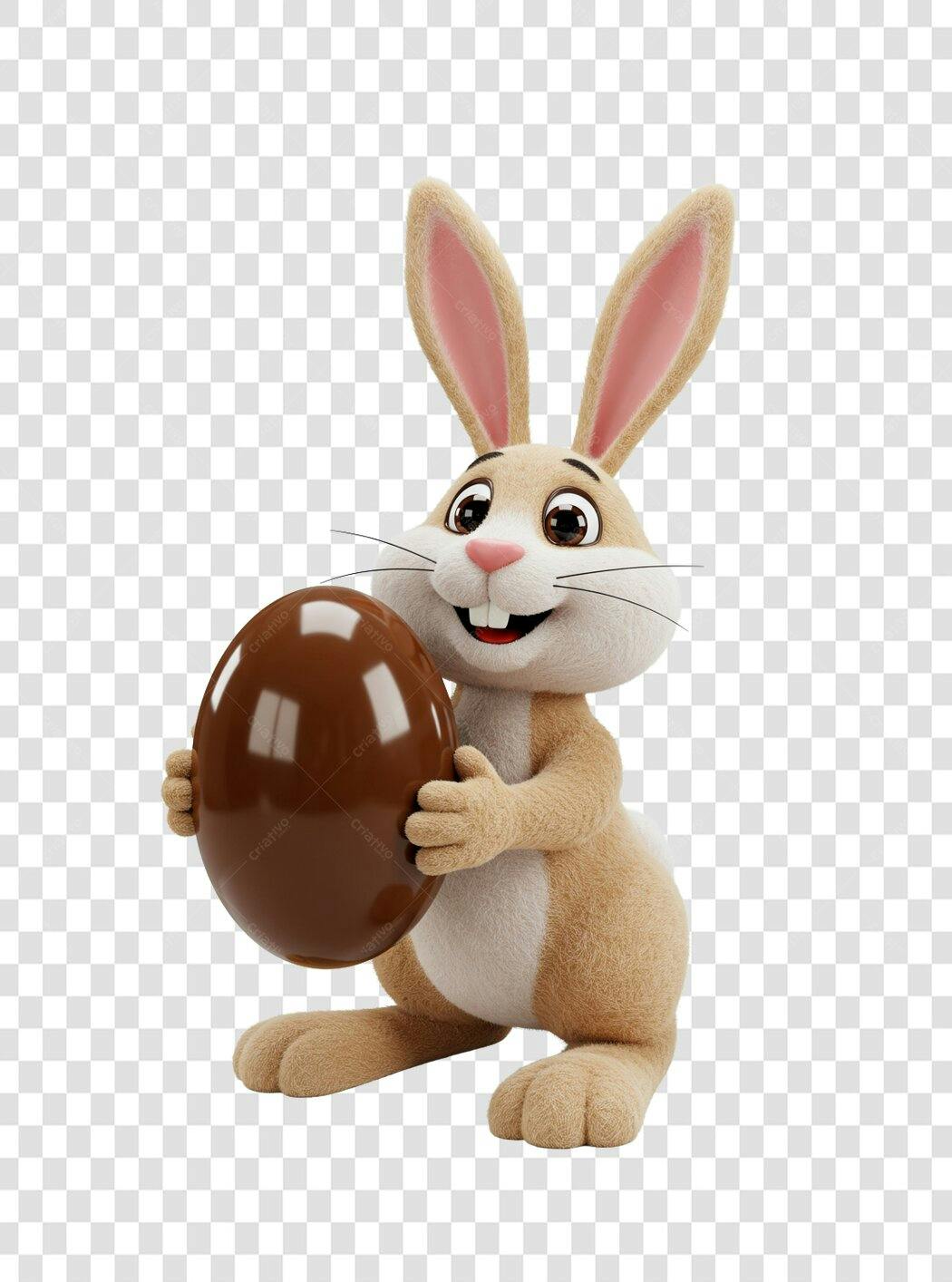 Post Instagram Páscoa Coelho com Ovo de Chocolate PNG com fundo transparente