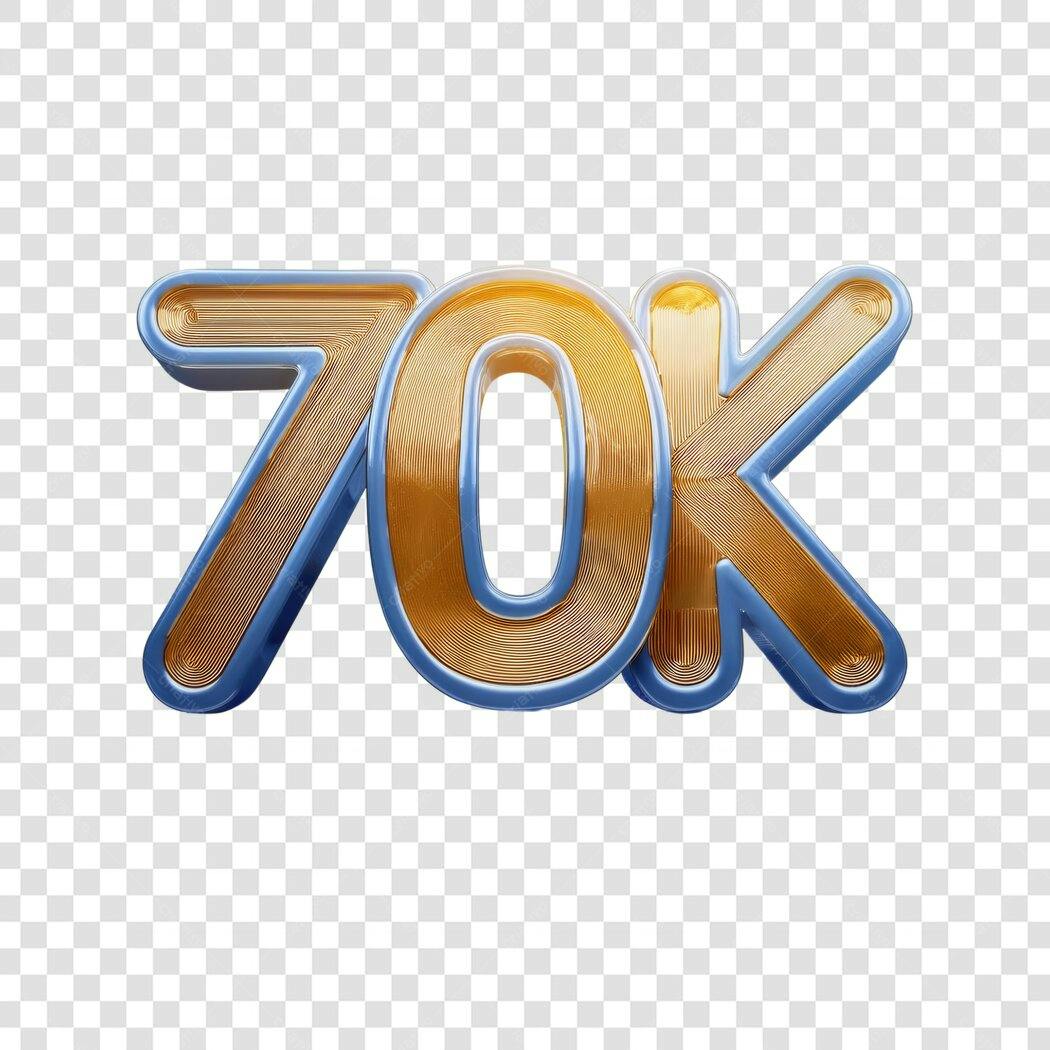 Banner 70 mil seguidores PNG com fundo transparente