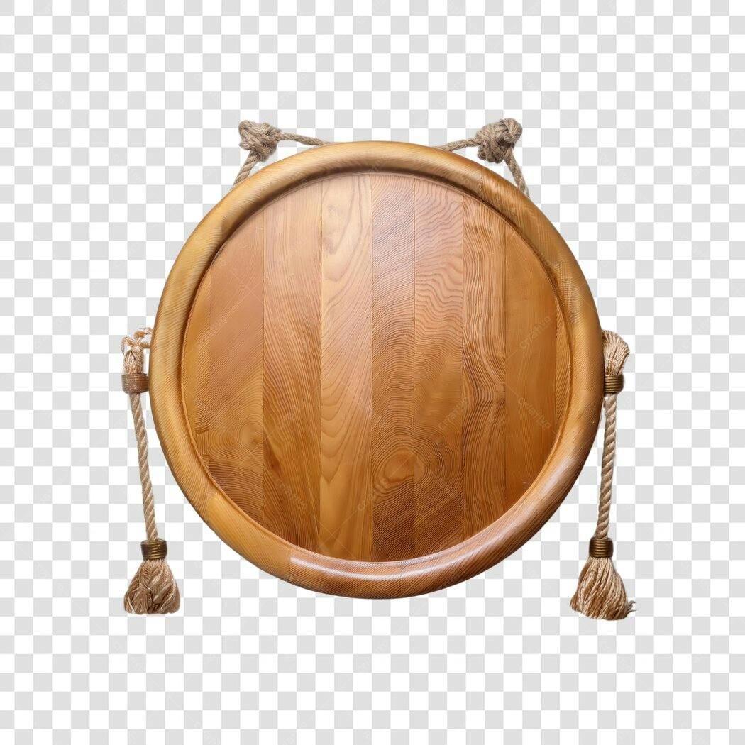 Mockup Placa de Madeira Redonda PNG com fundo transparente