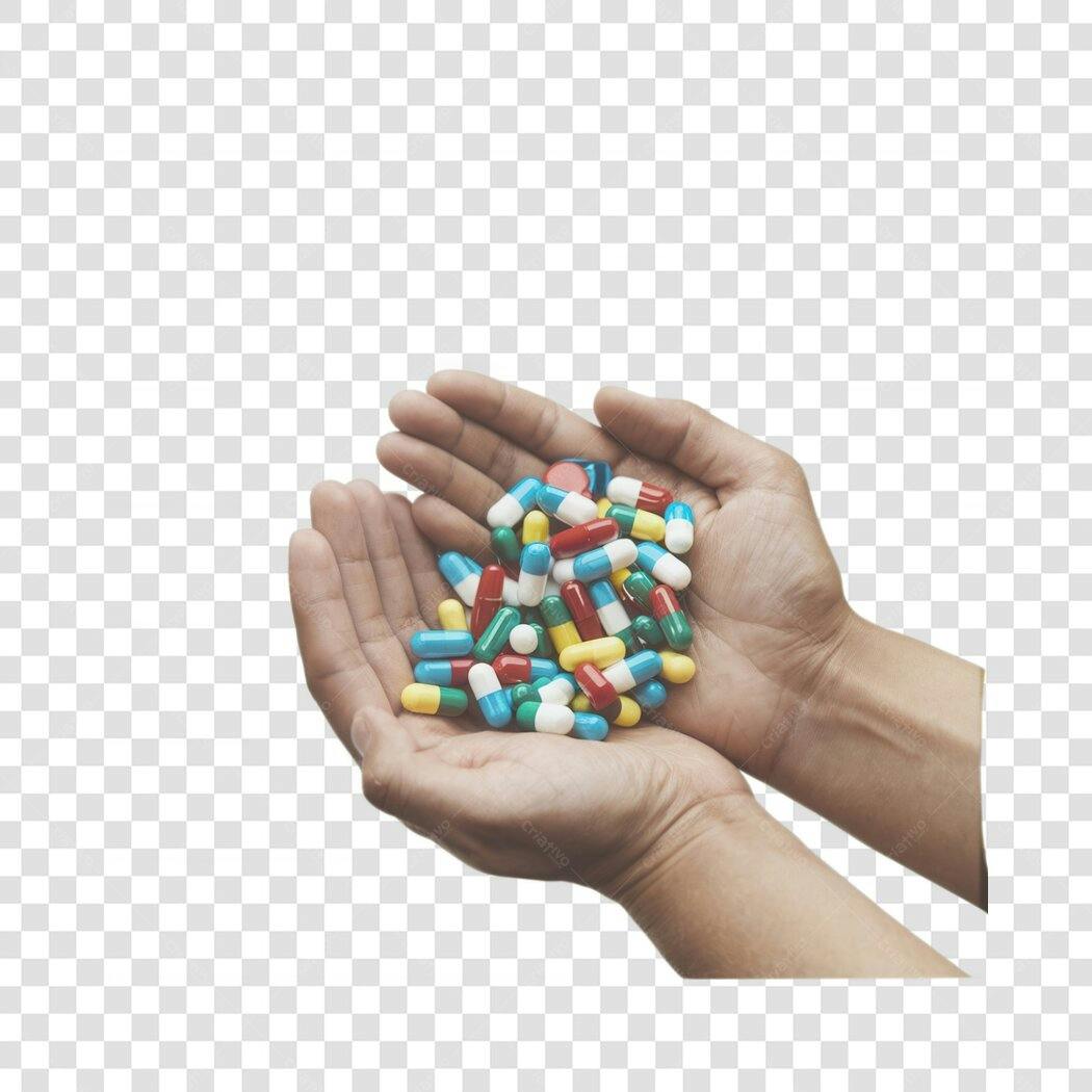 Imagem PNG Mãos com Comprimidos fundo transparente