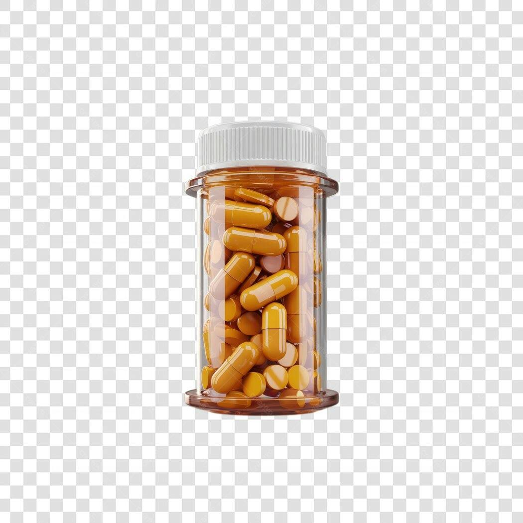 Mockup de frasco de remédio PNG com fundo transparente