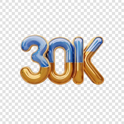 3D render 30K Seguidores Instagram Número Elemento para Composição  png (5)