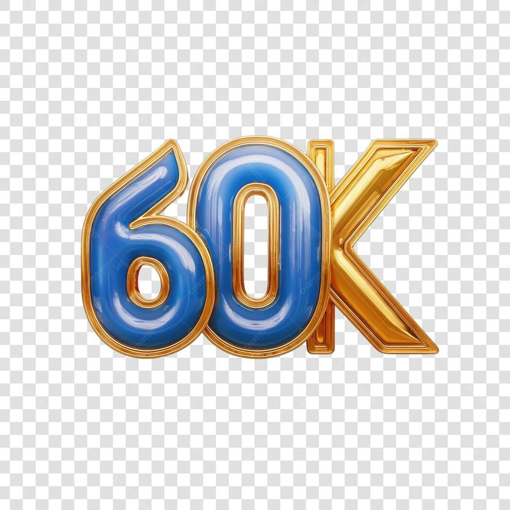 Banner 60 mil seguidores PNG com fundo transparente