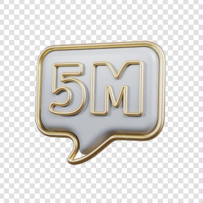 3D render 5M Seguidores Instagram 5 Milhõs Número Elemento para Composição  png (1)