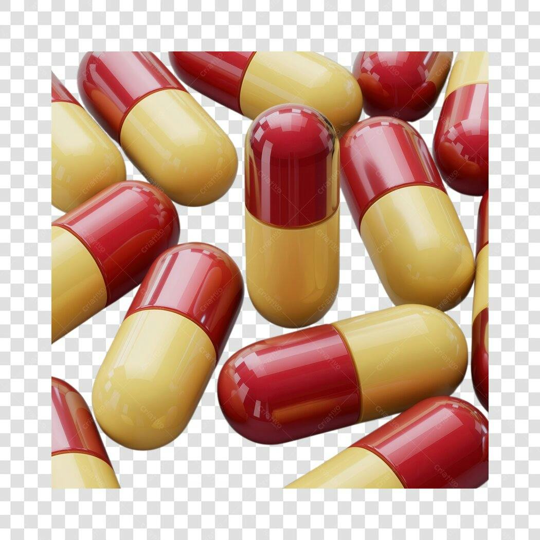 PNG de cápsulas medicinais vermelho e amarelo com fundo transparente